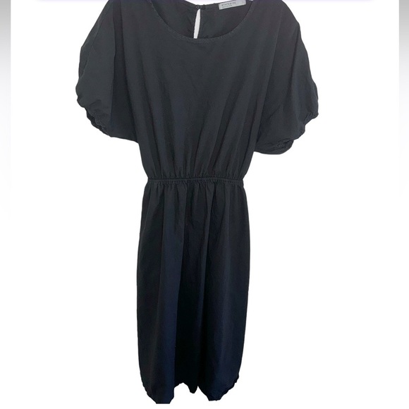 Stateside Black Summer Midi Dress Puff Sleeve Sz Large Coastal Beachy - Picture 12 of 13